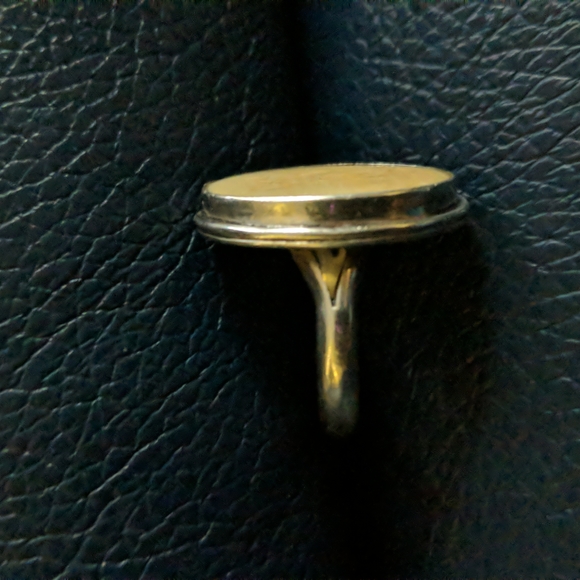 Antique ivory scrimshaw sterling silver ring with dog - Picture 2 of 5